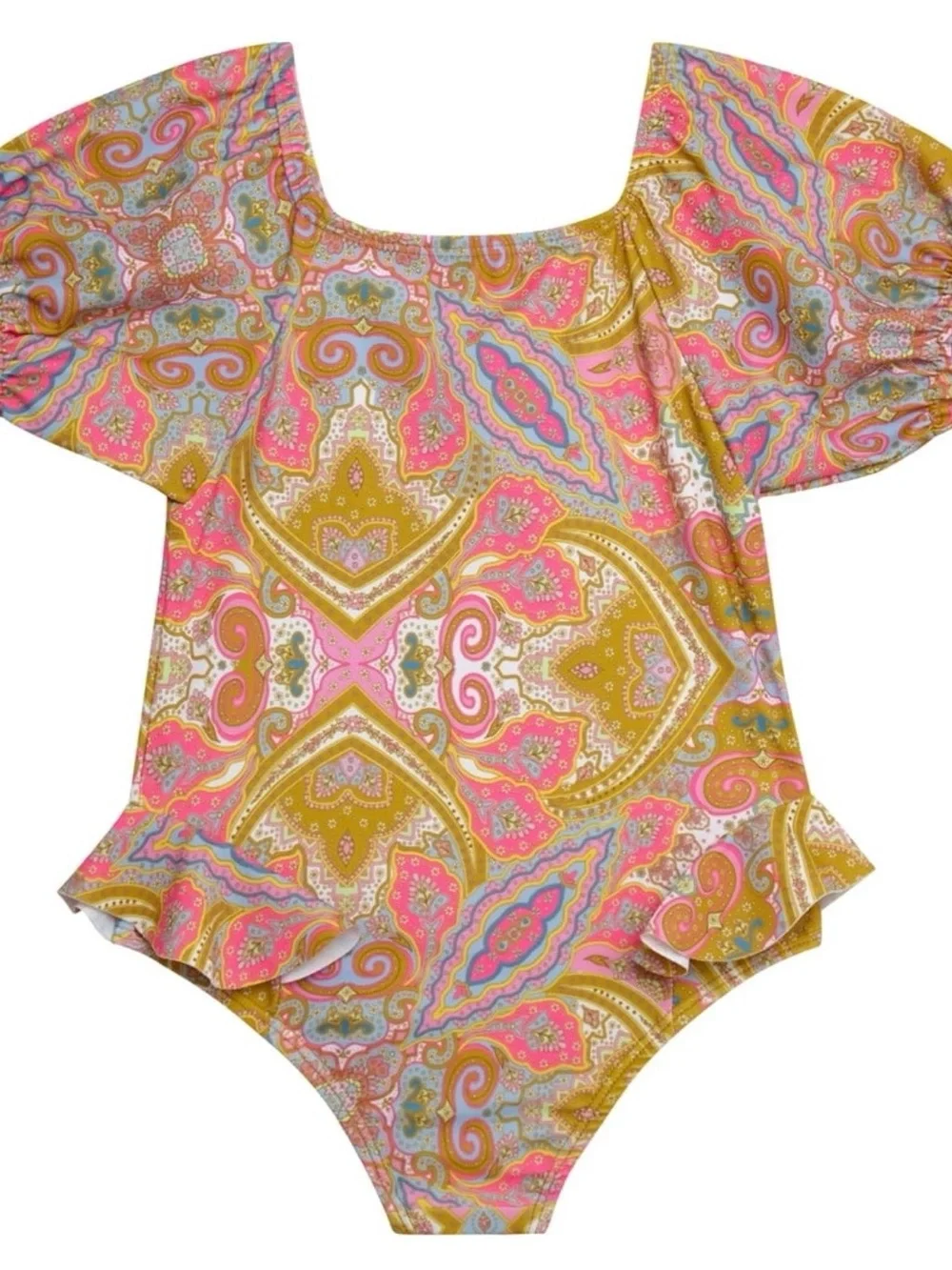 BRAND NEW JESSICA SIMPSON Todfdler Paisley One-Piece Swimsuit w/Headband 18 Mos